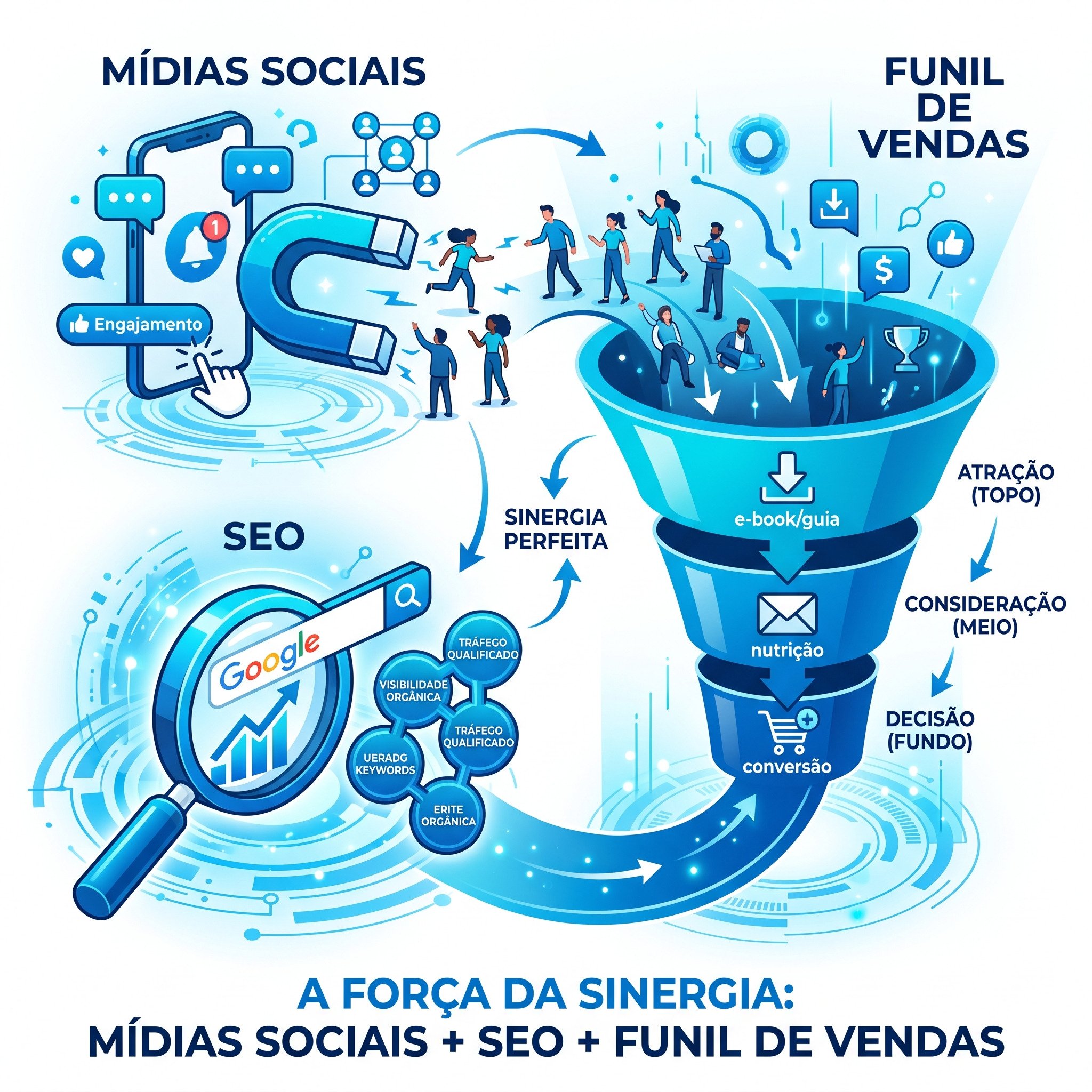 Desvendando o Digital: SEO, Marketing de Mídias e Funil em Sintonia